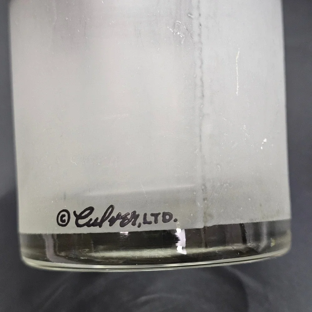 Vintage Culver Tuxedo Rocks Glass Mid Century Black Tie Cocktail‎ Barware
